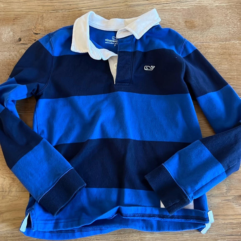 Vineyard vines, boy, rugby, collar shirt